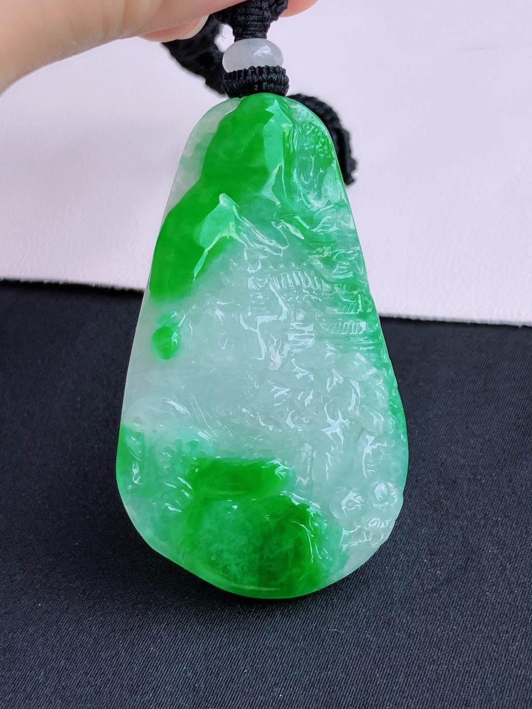 翠绿山水牌，意境美，尺寸53/31.6/5.6/自然光实拍