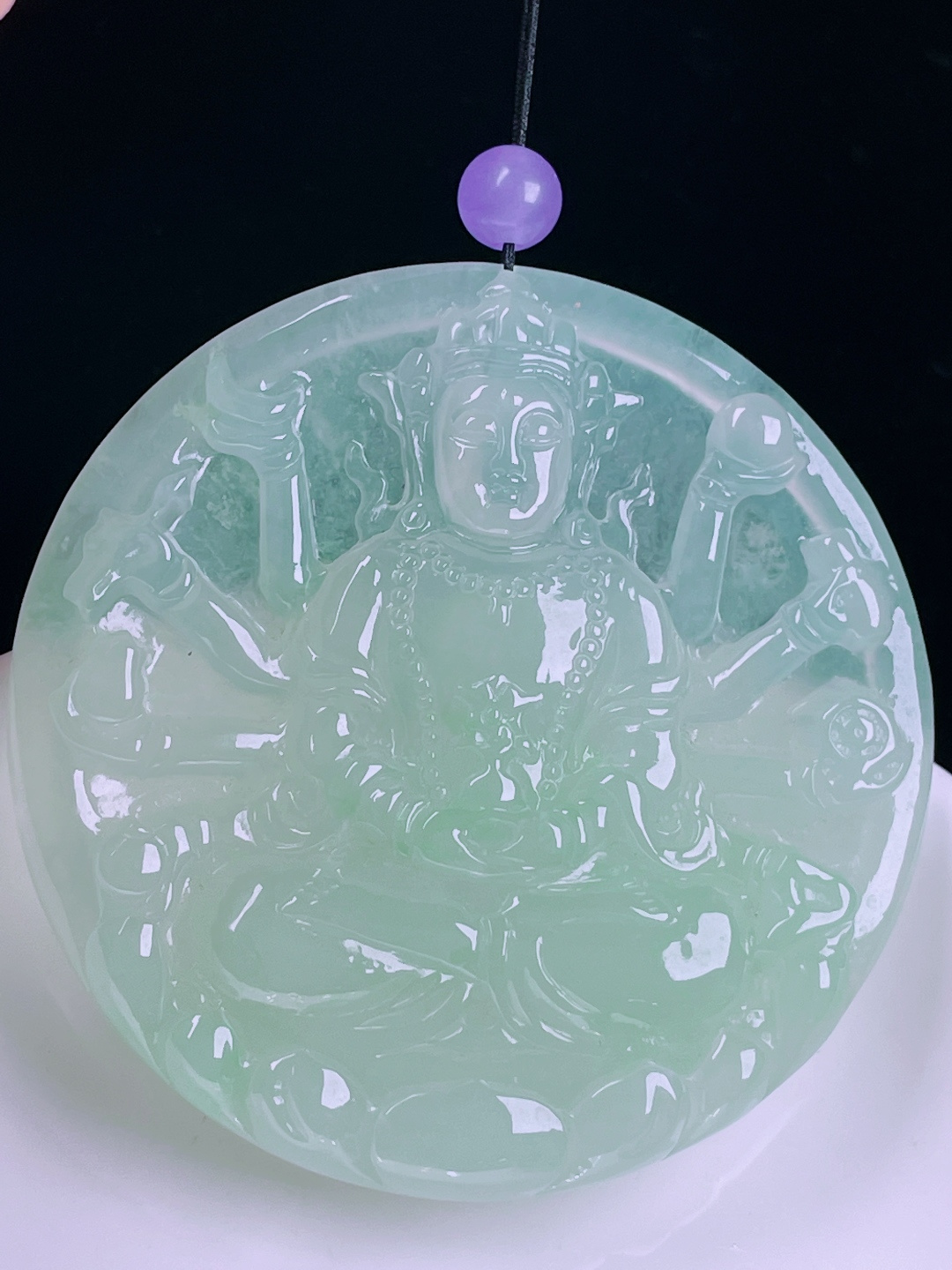 ️冰晴水千手观音，老种起光，细底通透，尺寸：57/57/6.5mm0626