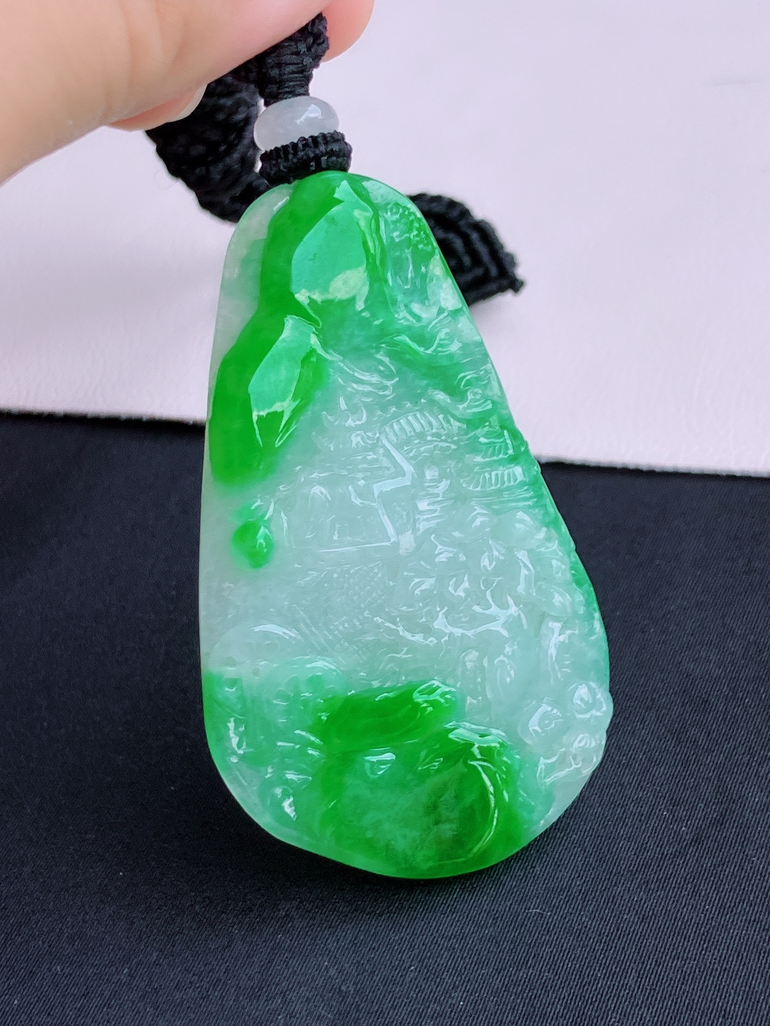 翠绿山水牌，意境美，尺寸53/31.6/5.6/自然光实拍