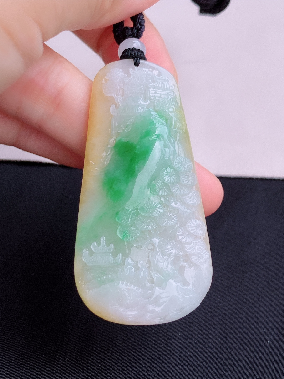 三彩山水牌，意境美，尺寸60.5/30.5/8.3/自然光