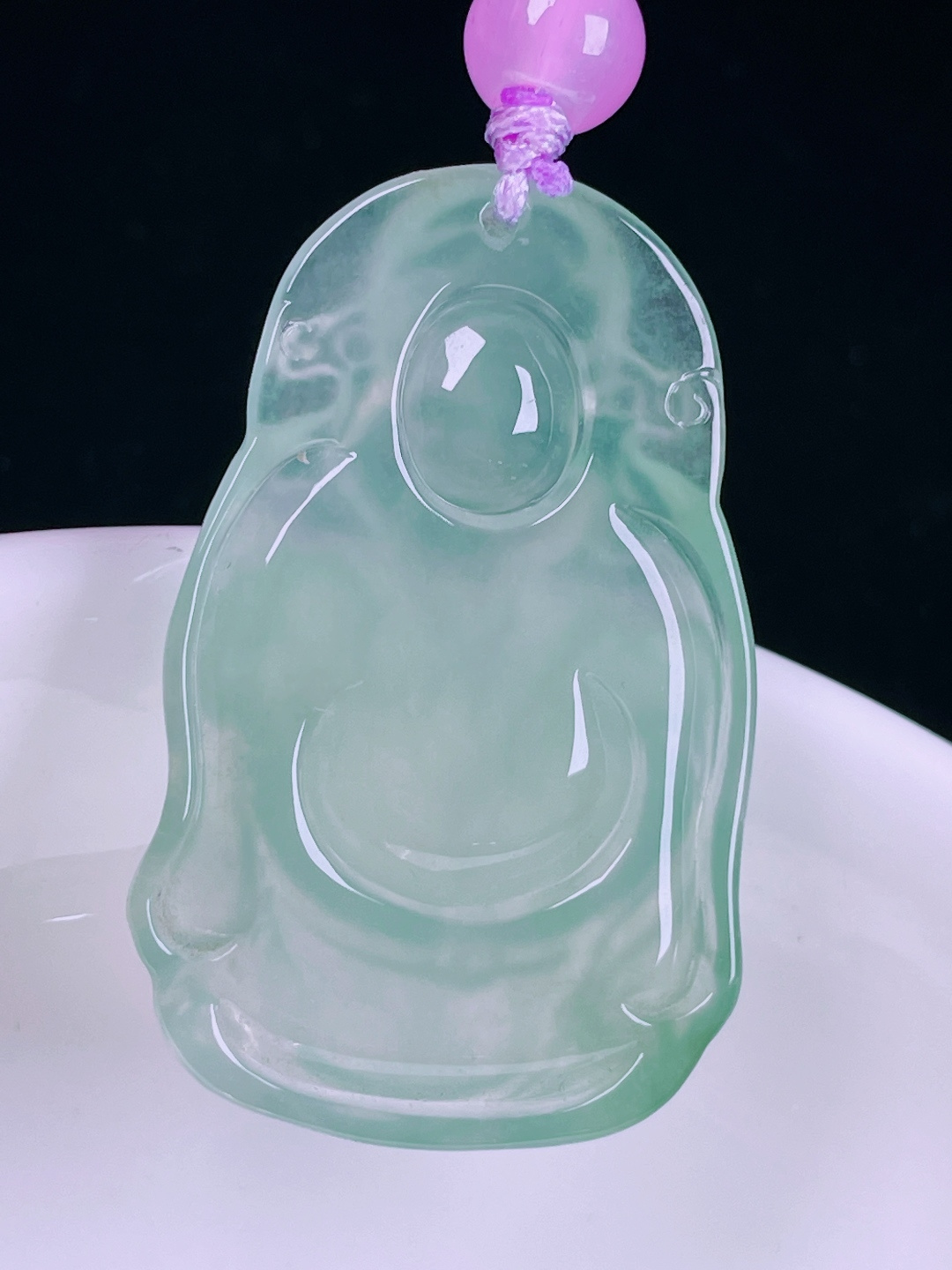 ️冰种财神，老种起光，细底通透，尺寸：34/22/6.4mm0626