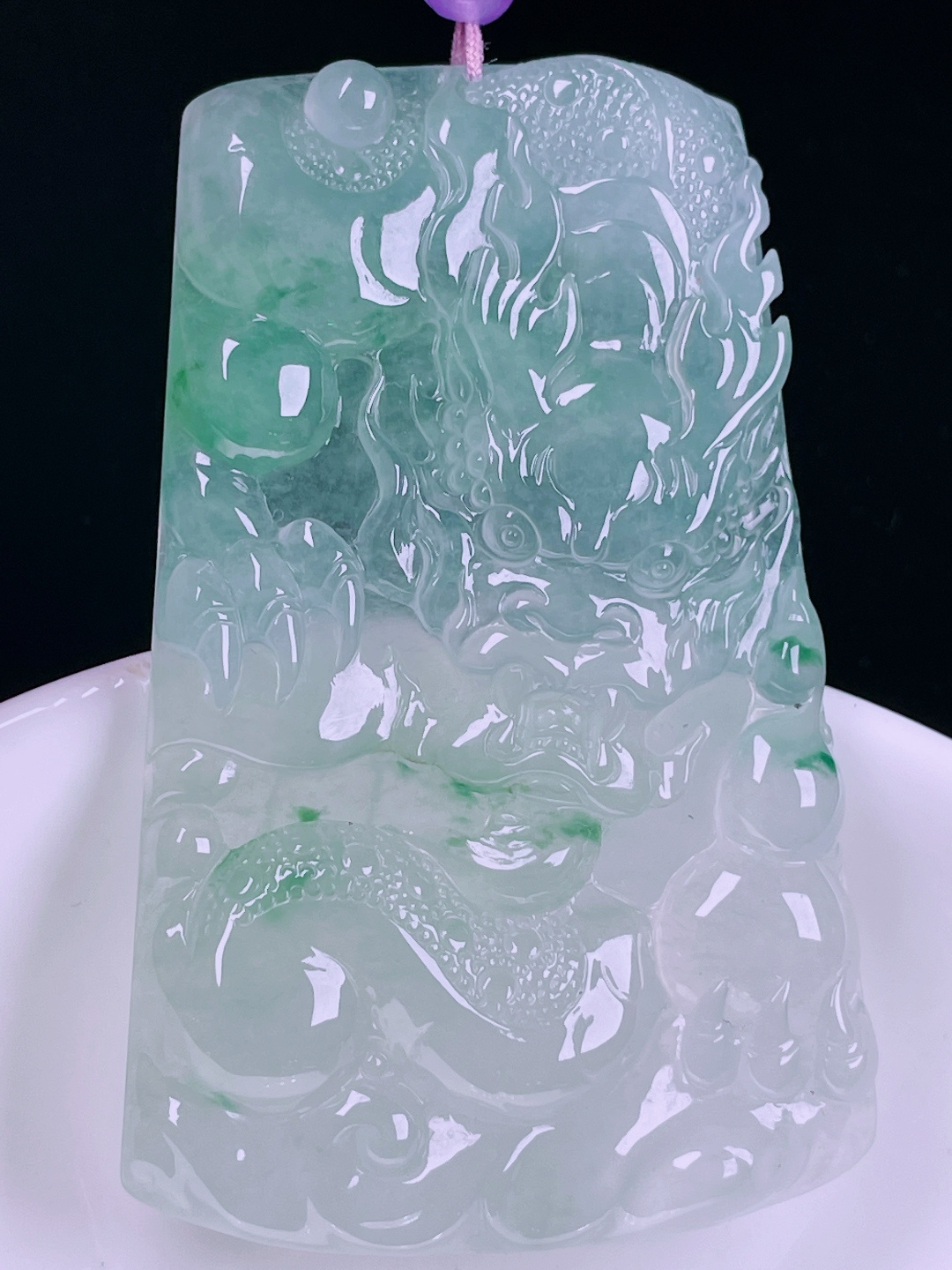 ️冰种龙牌，老种起光，细底通透，尺寸：59.4/38/6.7mm0626