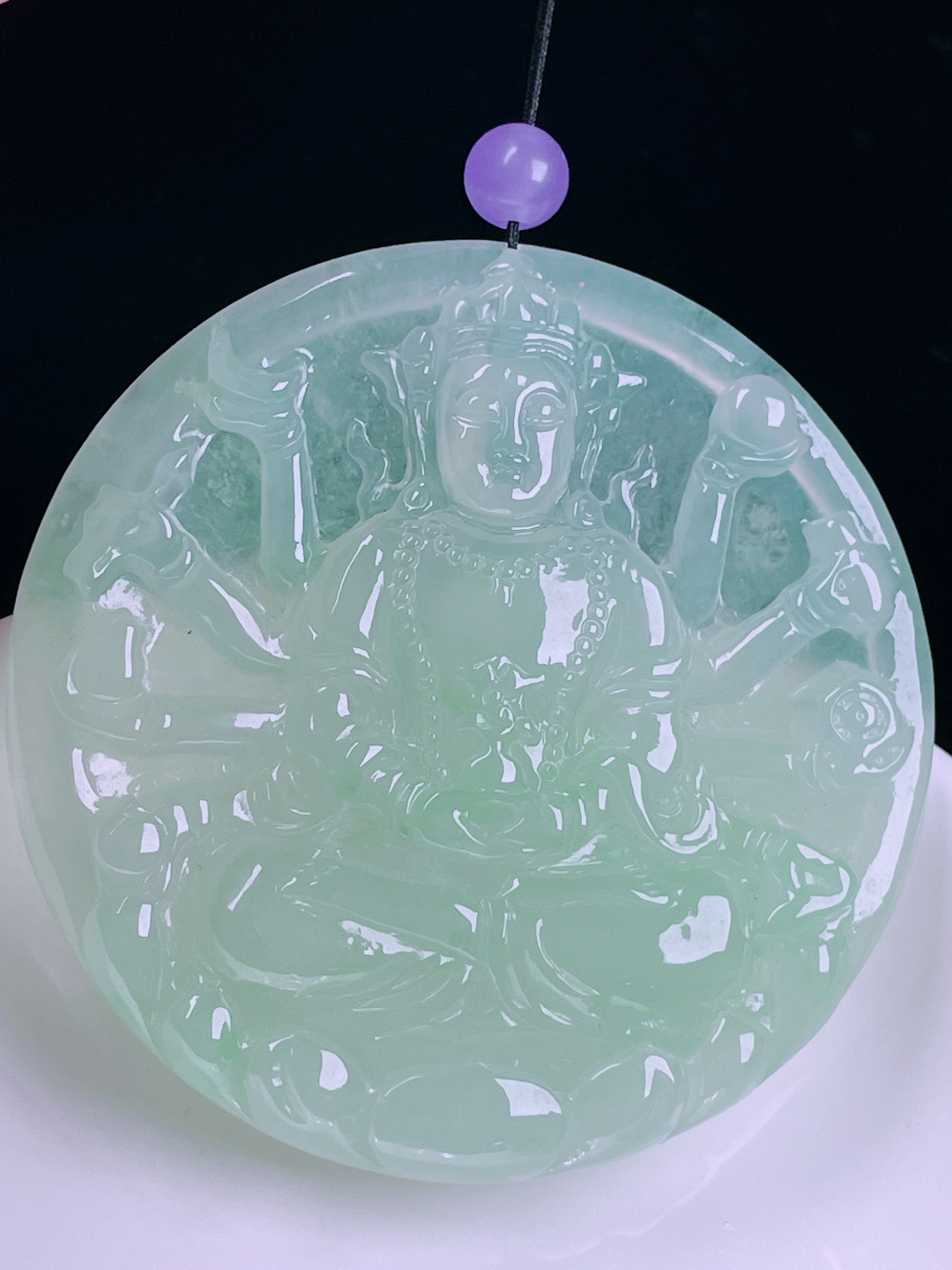 ️冰晴水千手观音，老种起光，细底通透，尺寸：57/57/6.5mm0626