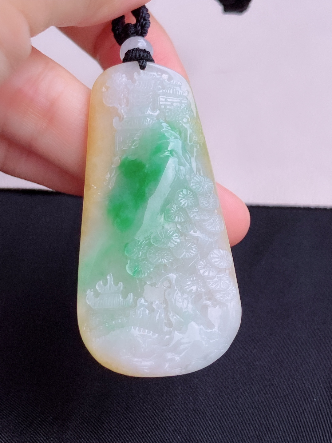 三彩山水牌，意境美，尺寸60.5/30.5/8.3/自然光