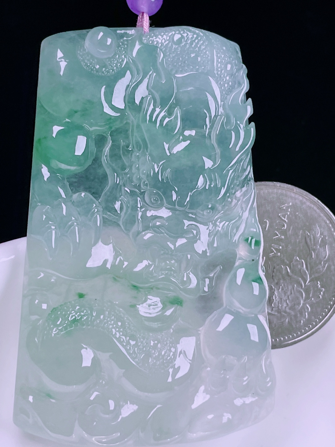 ️冰种龙牌，老种起光，细底通透，尺寸：59.4/38/6.7mm0626