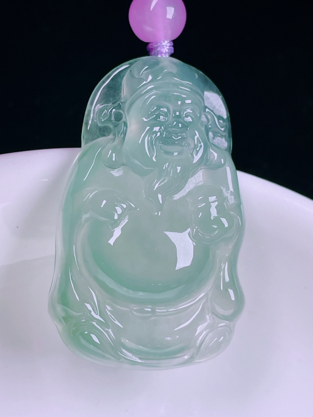 ️冰种财神，老种起光，细底通透，尺寸：34/22/6.4mm0626
