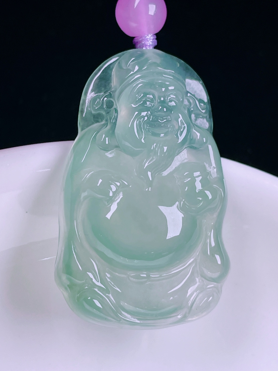 ️冰种财神，老种起光，细底通透，尺寸：34/22/6.4mm0626