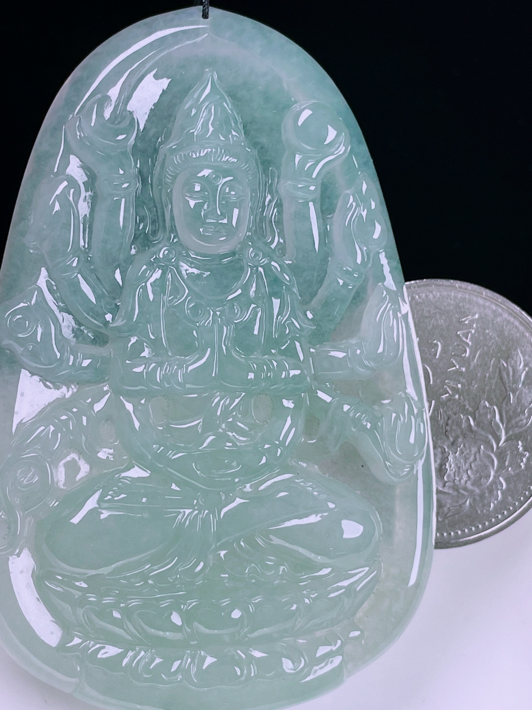️冰种千手观音，老种起光，细底通透，尺寸：62.7/42/5.8mm0626