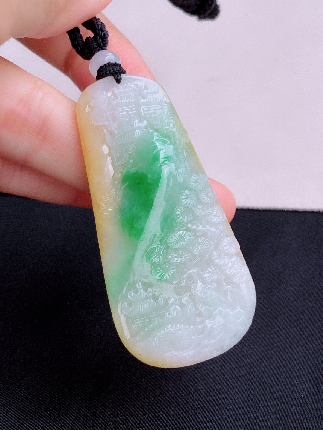 三彩山水牌，意境美，尺寸60.5/30.5/8.3/自然光
