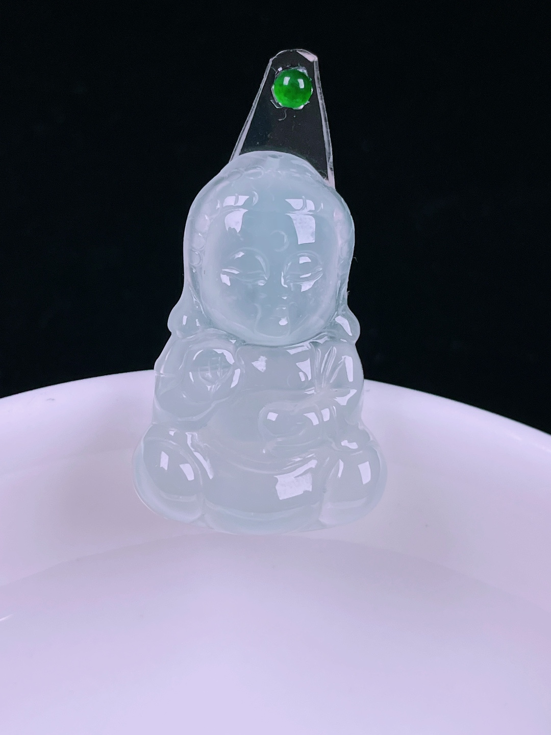 ️冰种宝宝佛，老种起光，细底通透，尺寸：25/17.2/4.4mm0626