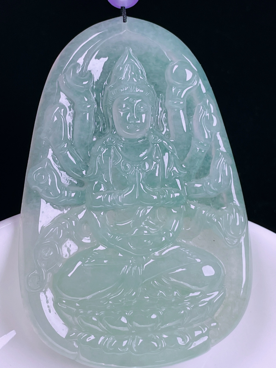 ️冰种千手观音，老种起光，细底通透，尺寸：62.7/42/5.8mm0626