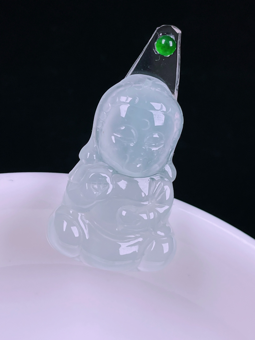 ️冰种宝宝佛，老种起光，细底通透，尺寸：25/17.2/4.4mm0626