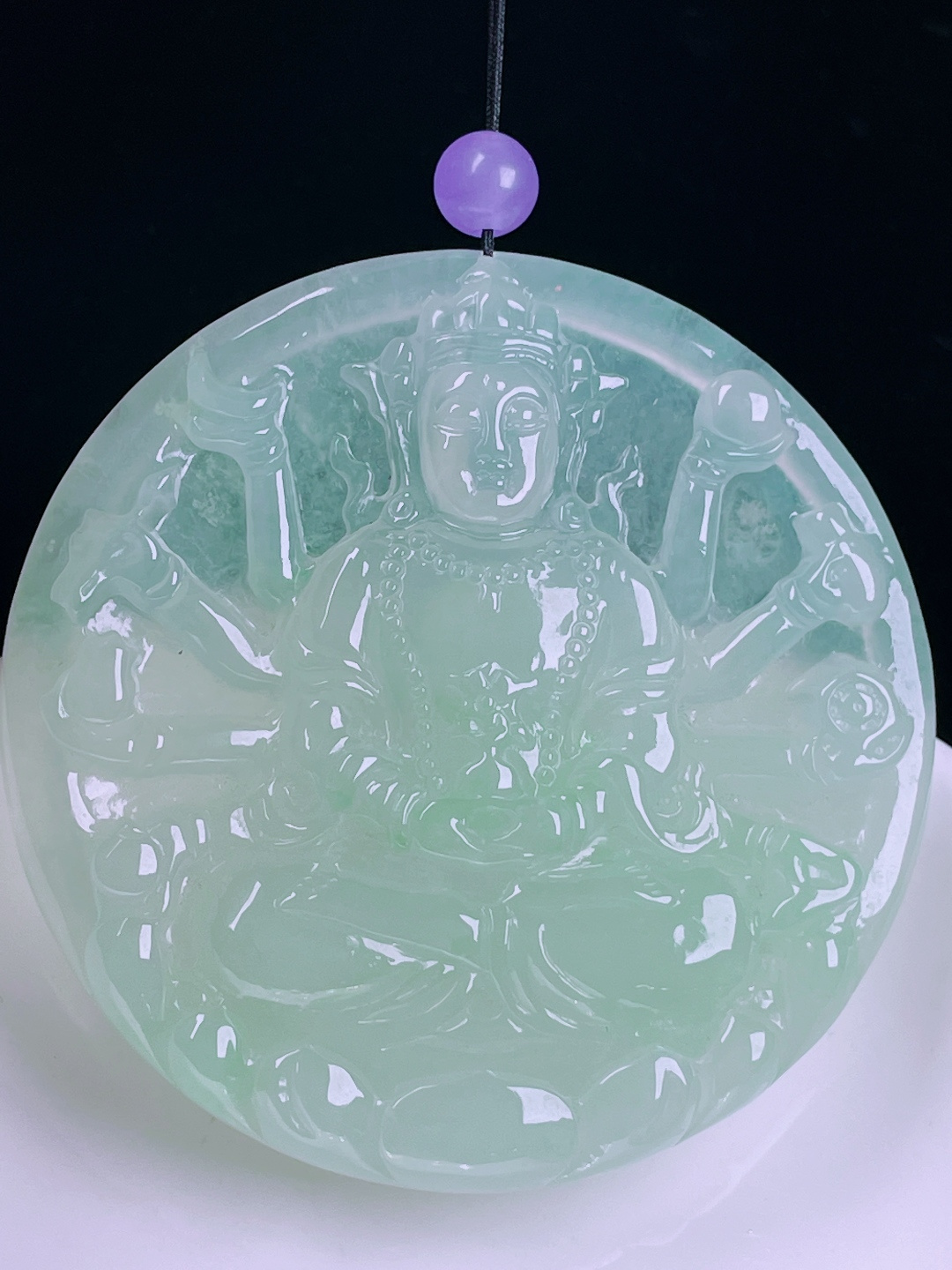 ️冰晴水千手观音，老种起光，细底通透，尺寸：57/57/6.5mm0626