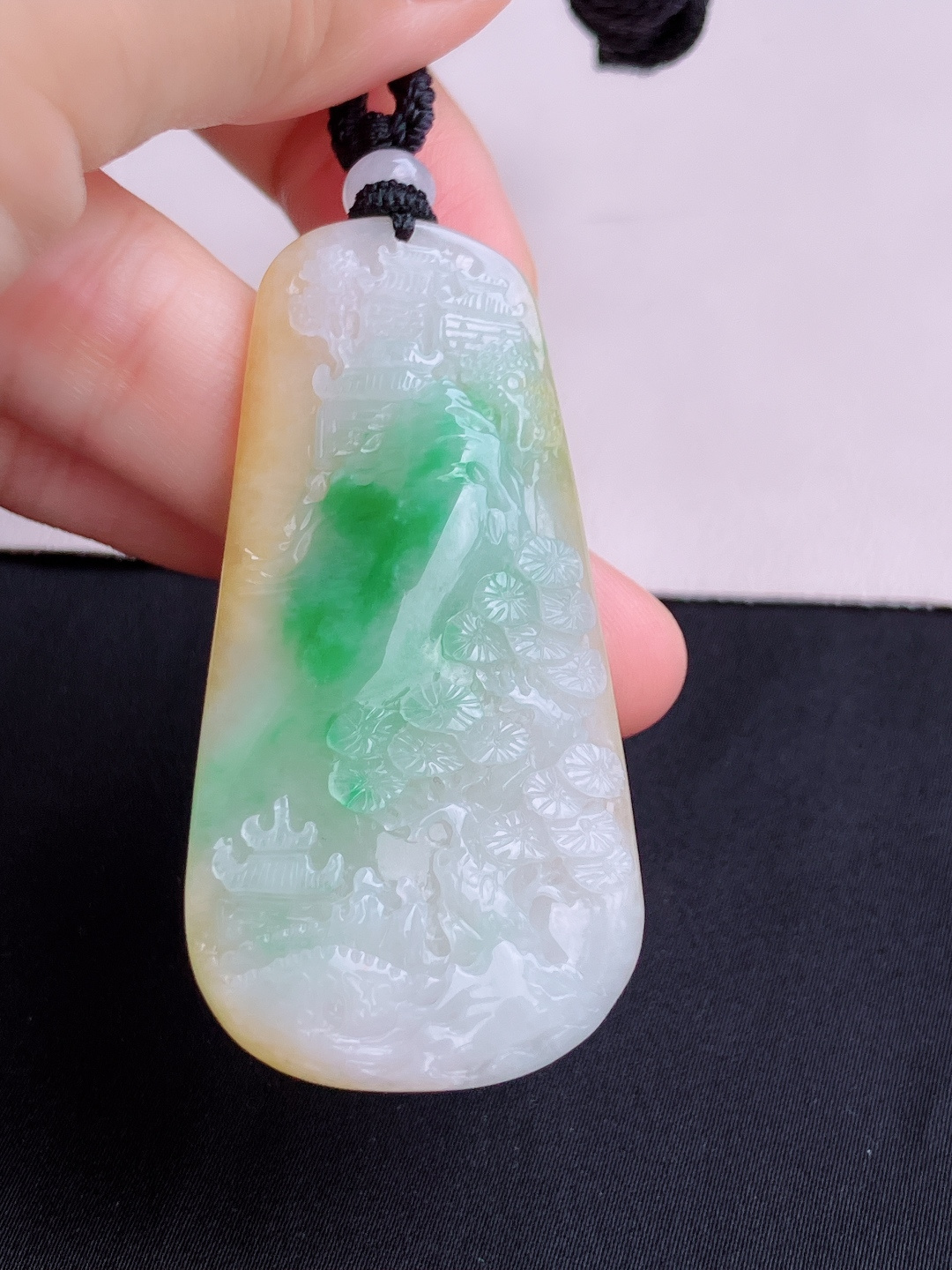 三彩山水牌，意境美，尺寸60.5/30.5/8.3/自然光