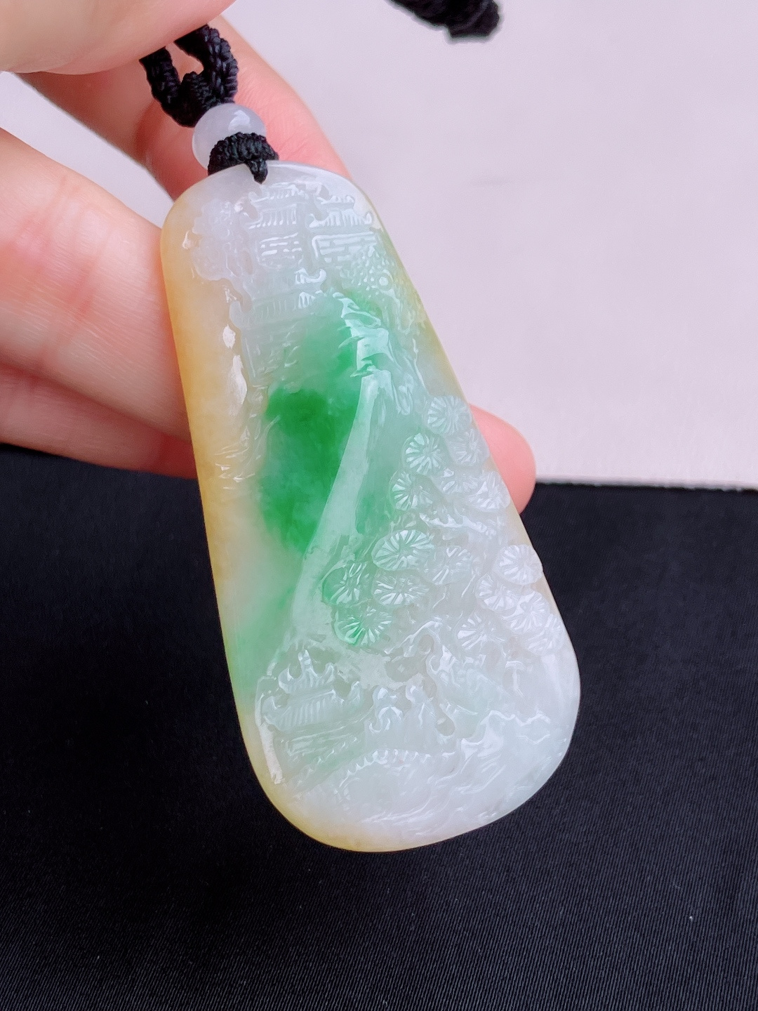 三彩山水牌，意境美，尺寸60.5/30.5/8.3/自然光