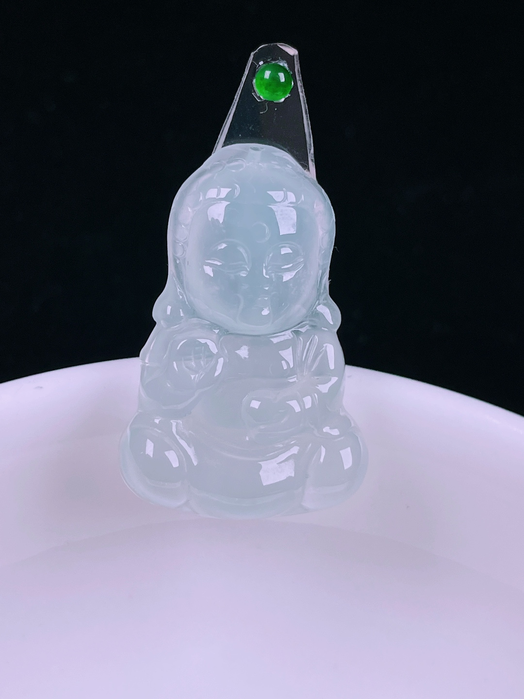 ️冰种宝宝佛，老种起光，细底通透，尺寸：25/17.2/4.4mm0626
