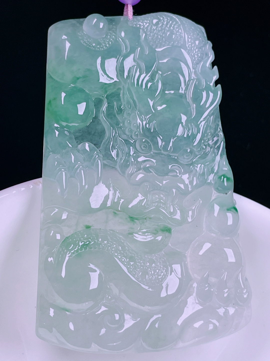 ️冰种龙牌，老种起光，细底通透，尺寸：59.4/38/6.7mm0626