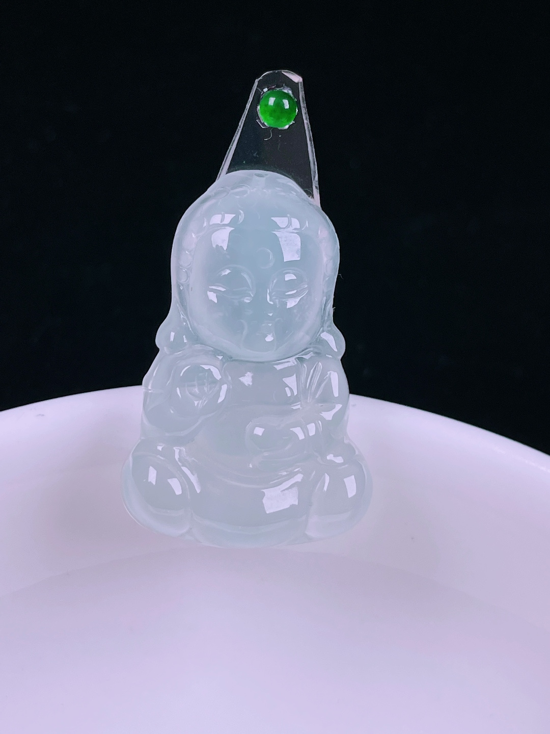 ️冰种宝宝佛，老种起光，细底通透，尺寸：25/17.2/4.4mm0626
