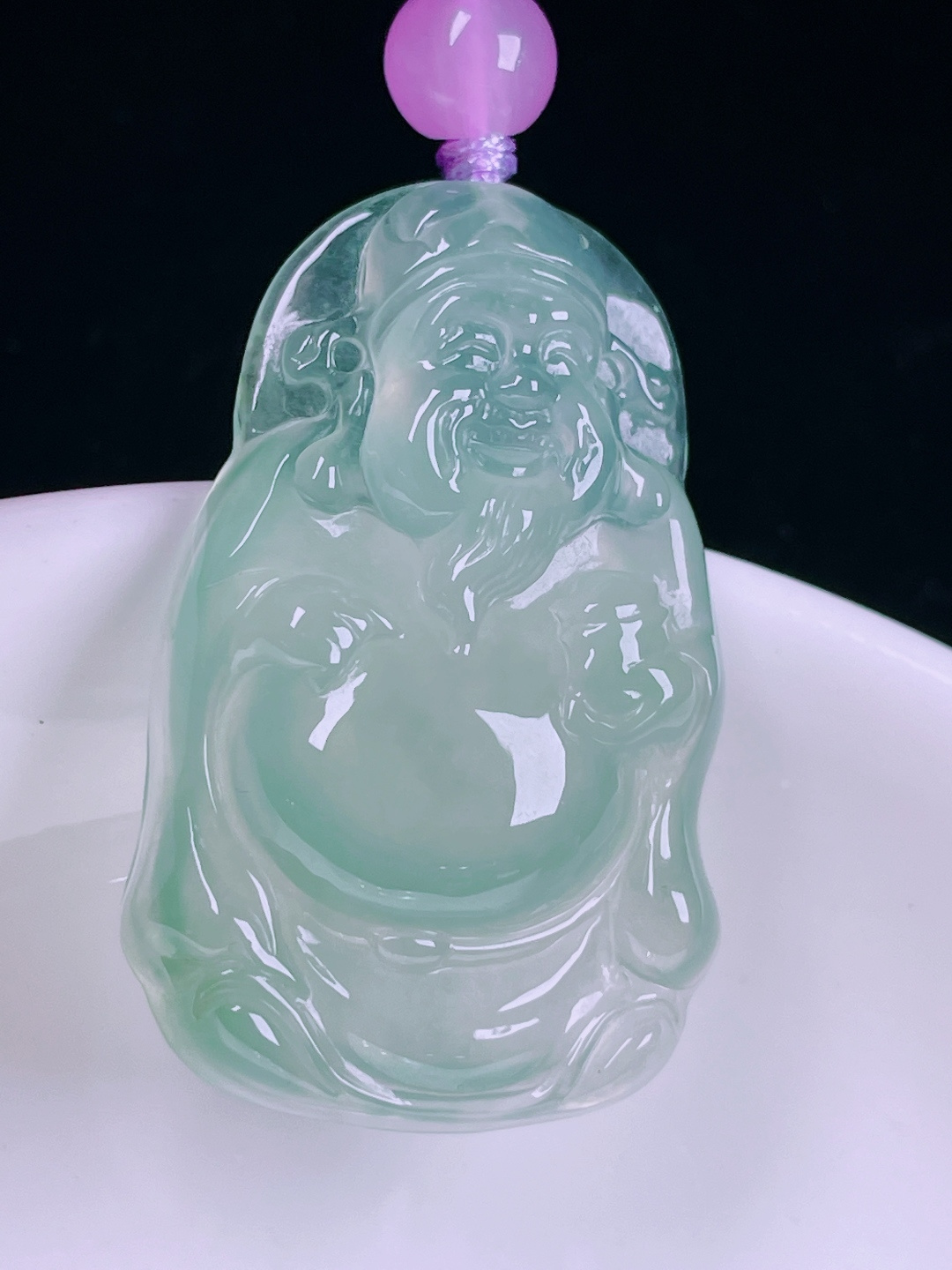 ️冰种财神，老种起光，细底通透，尺寸：34/22/6.4mm0626