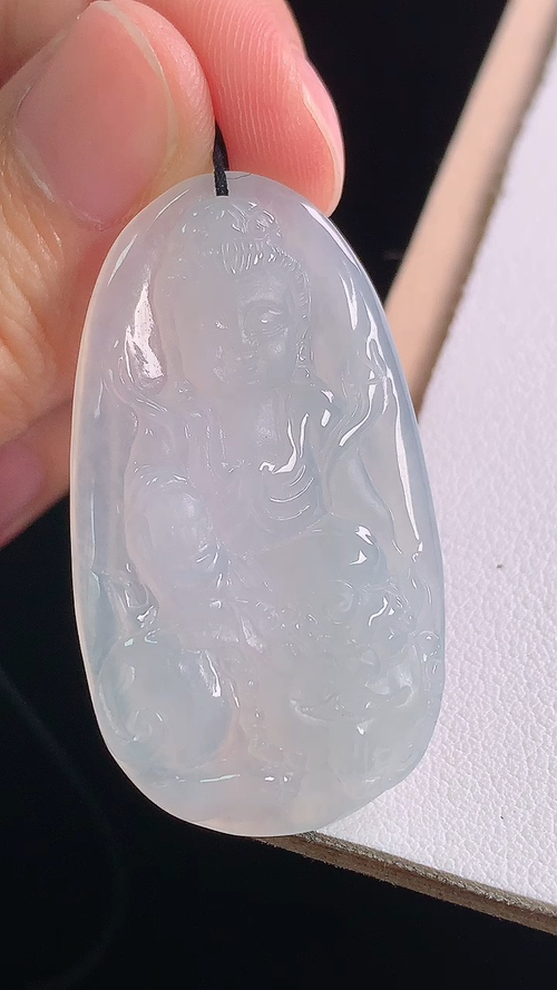 ️冰种文殊菩萨，无裂，尺寸:40.1-22.3-4.9mm 23