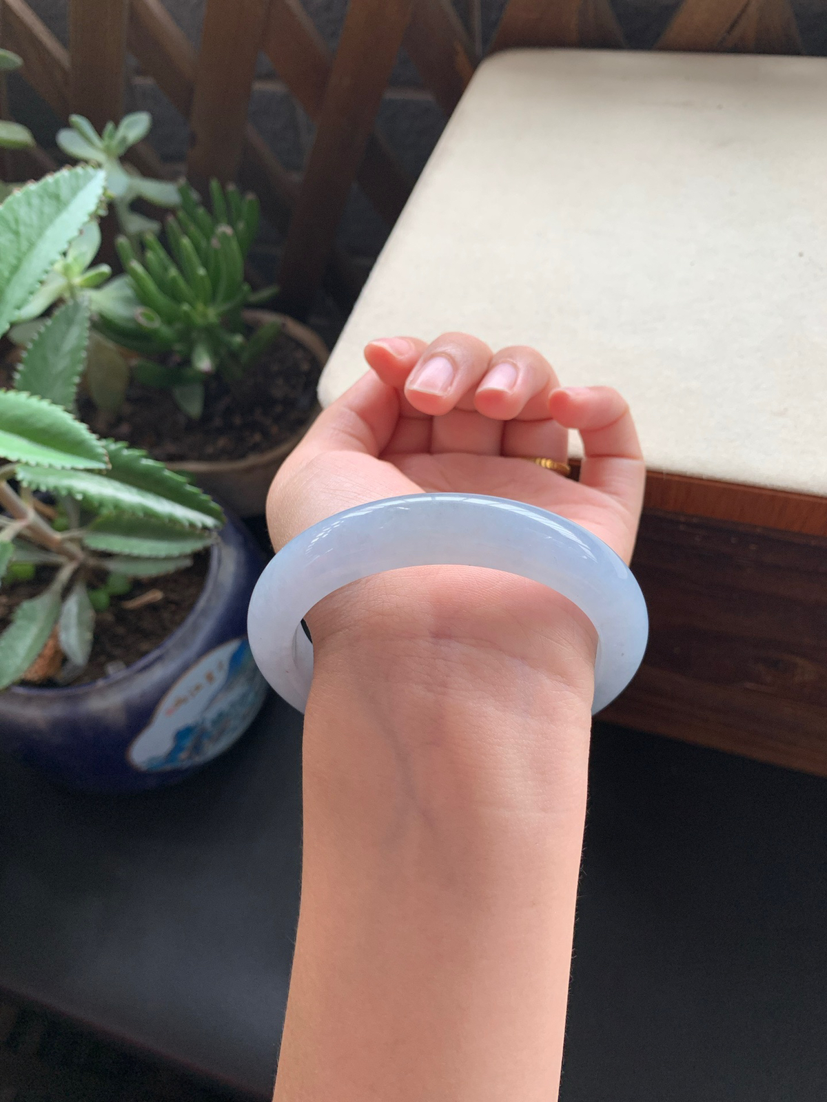 58圈口蓝紫正圈手镯