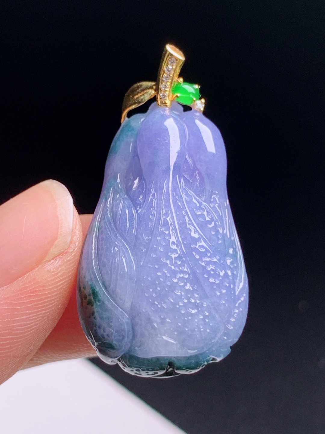 ️ 春彩紫飘花大白菜吊坠，浓紫带翠雕工立体，清雅纯洁万事顺遂 6806