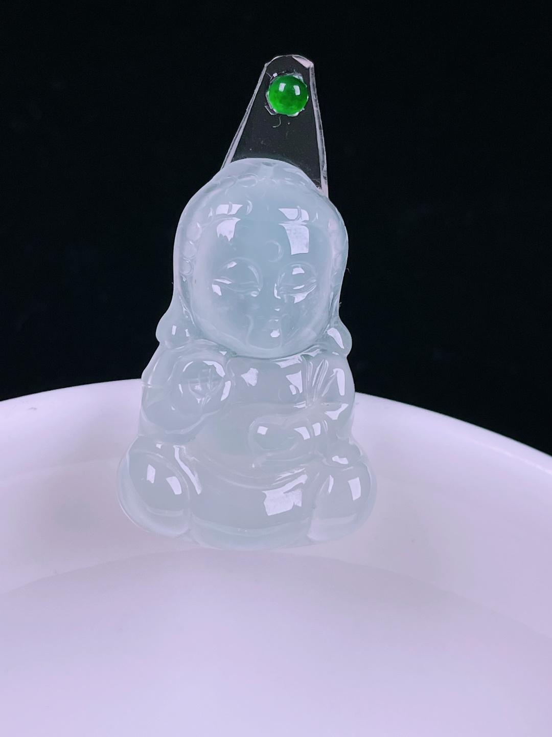 ️冰种宝宝佛，老种起光，细底通透，尺寸：25/17.2/4.4mm0626