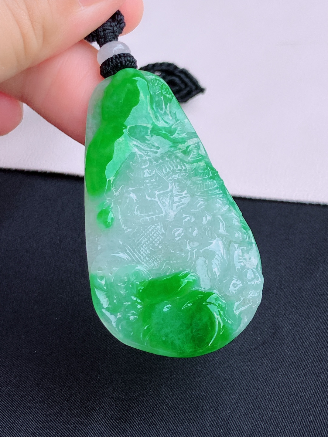 翠绿山水牌，意境美，尺寸53/31.6/5.6/自然光实拍