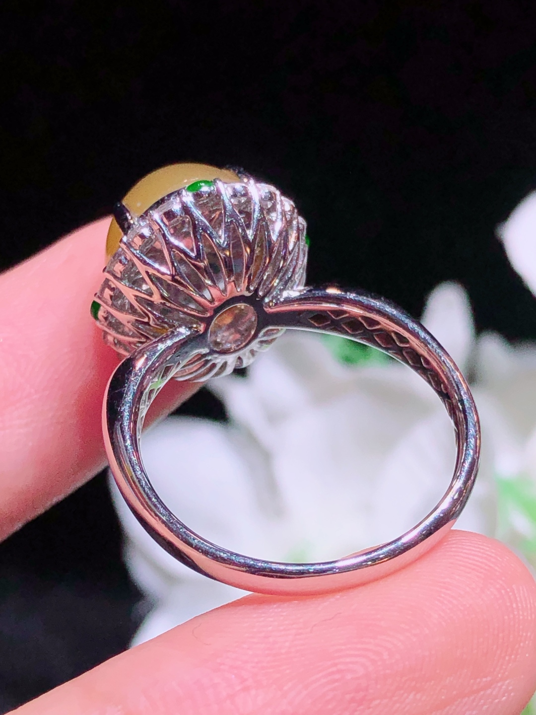 18K金镶 蜜糖黄蛋面戒指 水润色艳 品相饱满 苹果拍摄，实物更好看，11.5-9.8-5.1