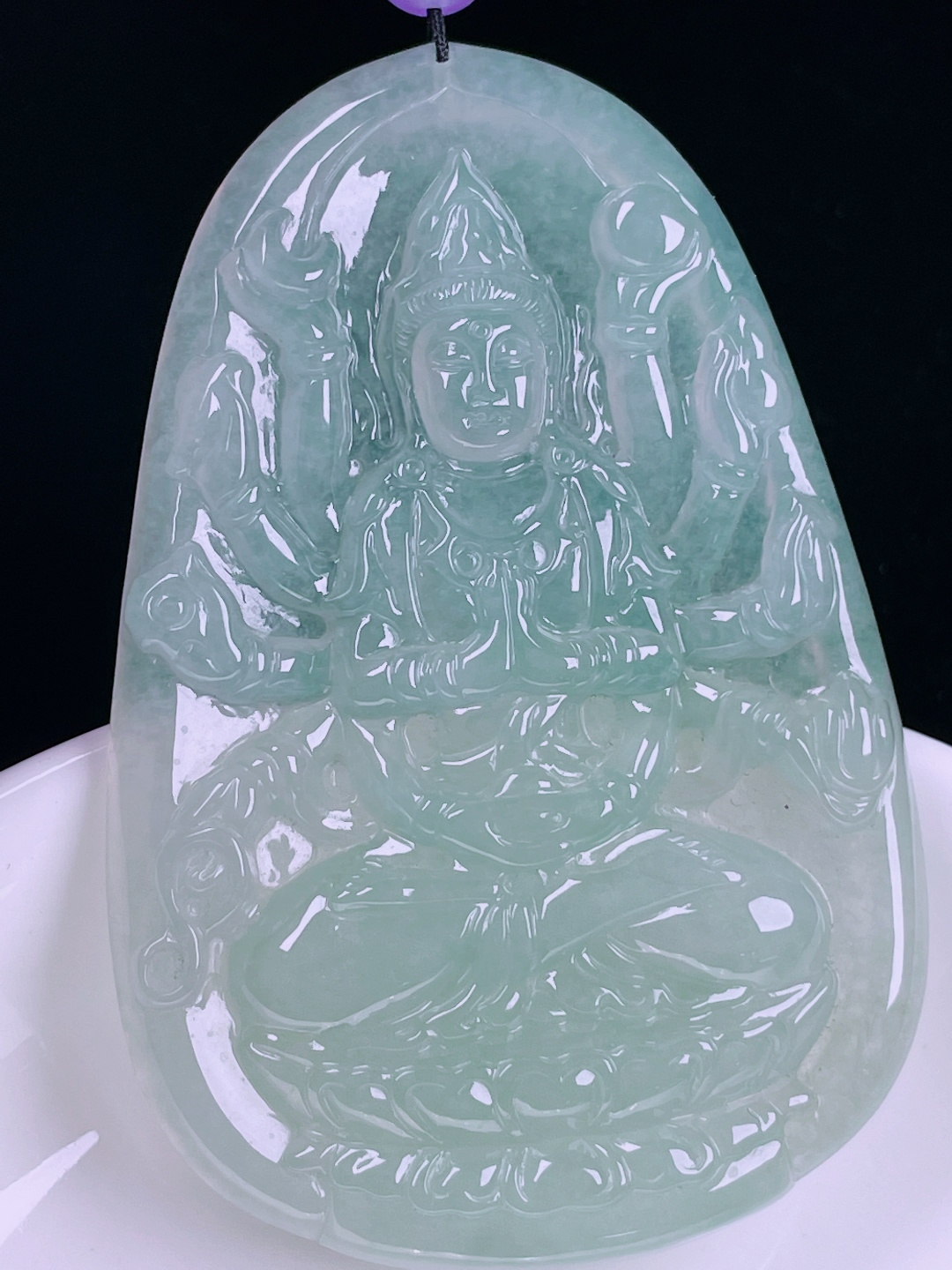 ️冰种千手观音，老种起光，细底通透，尺寸：62.7/42/5.8mm0626