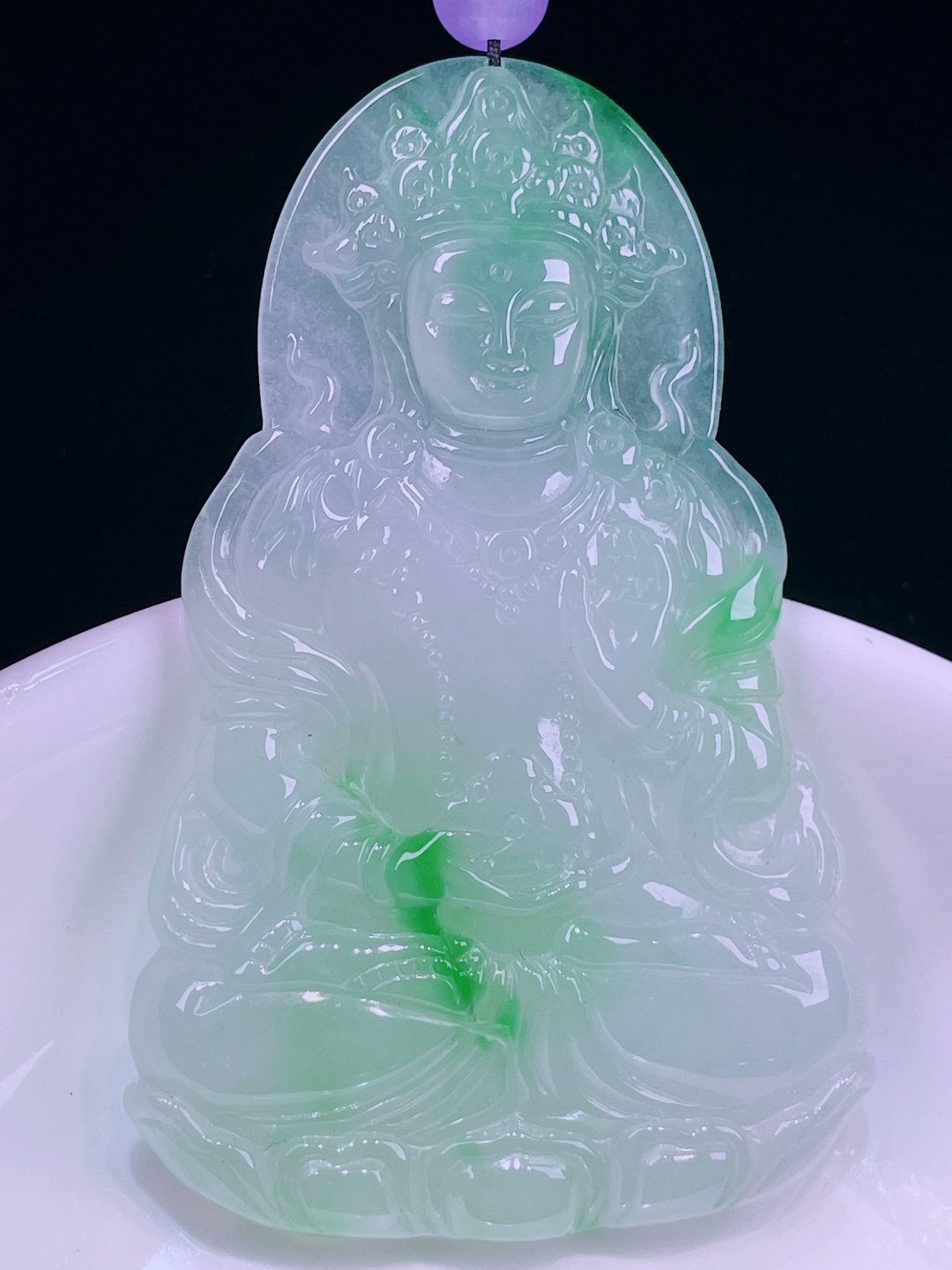 ️飘绿度母，老种起光，细底通透，尺寸：64.3/41.5/5.6mm0626