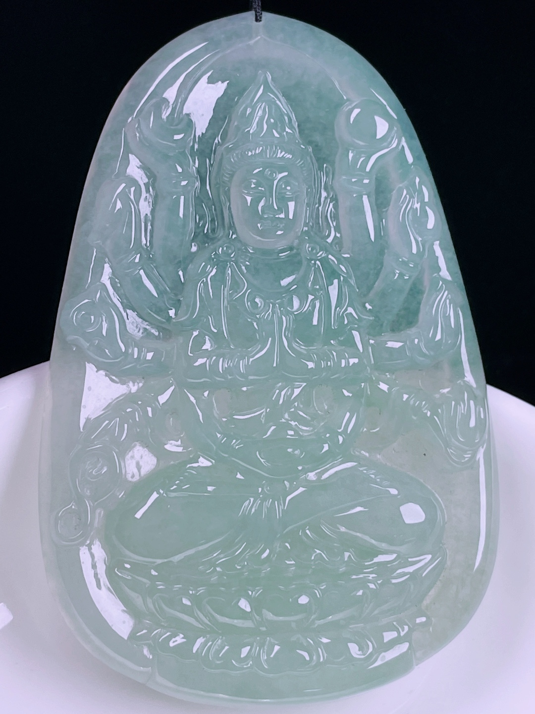 ️冰种千手观音，老种起光，细底通透，尺寸：62.7/42/5.8mm0626