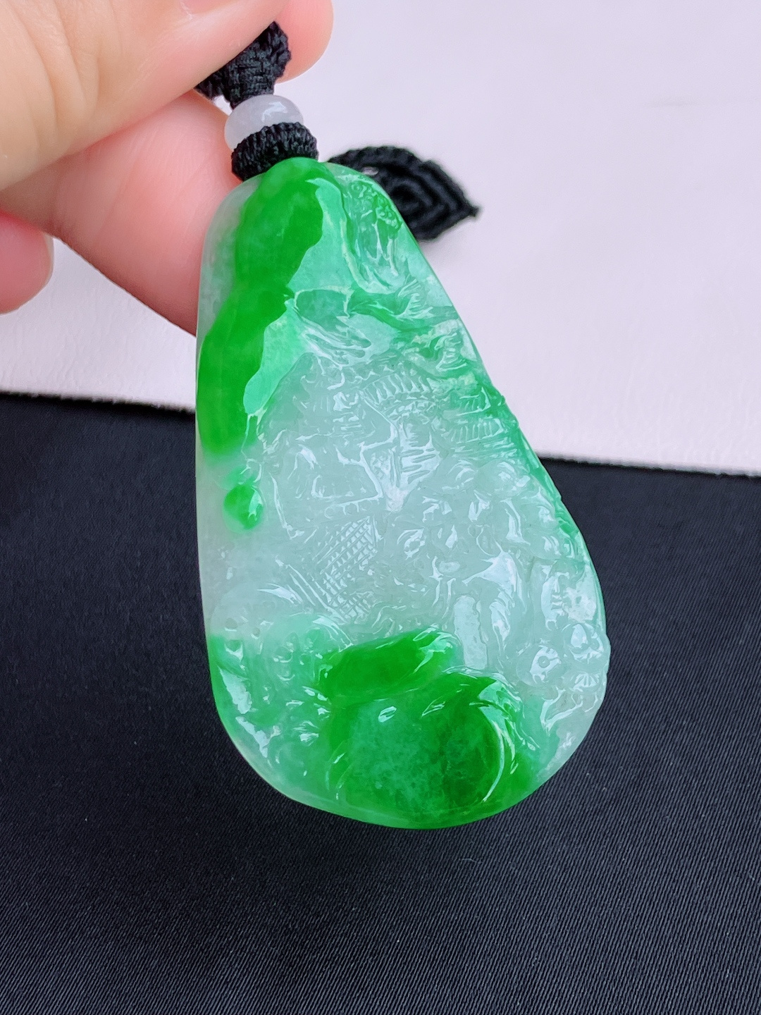 翠绿山水牌，意境美，尺寸53/31.6/5.6/自然光实拍