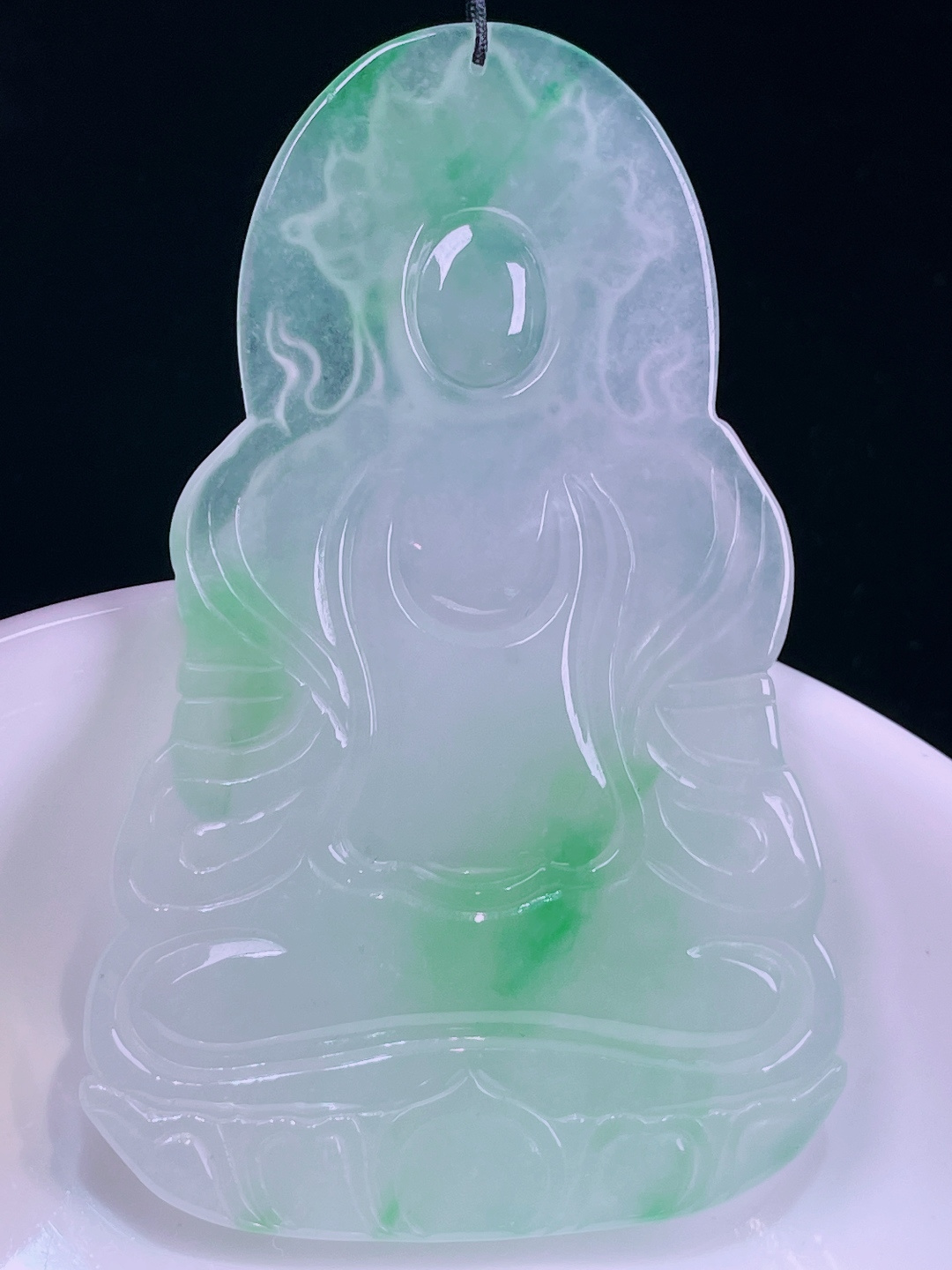 ️飘绿度母，老种起光，细底通透，尺寸：64.3/41.5/5.6mm0626