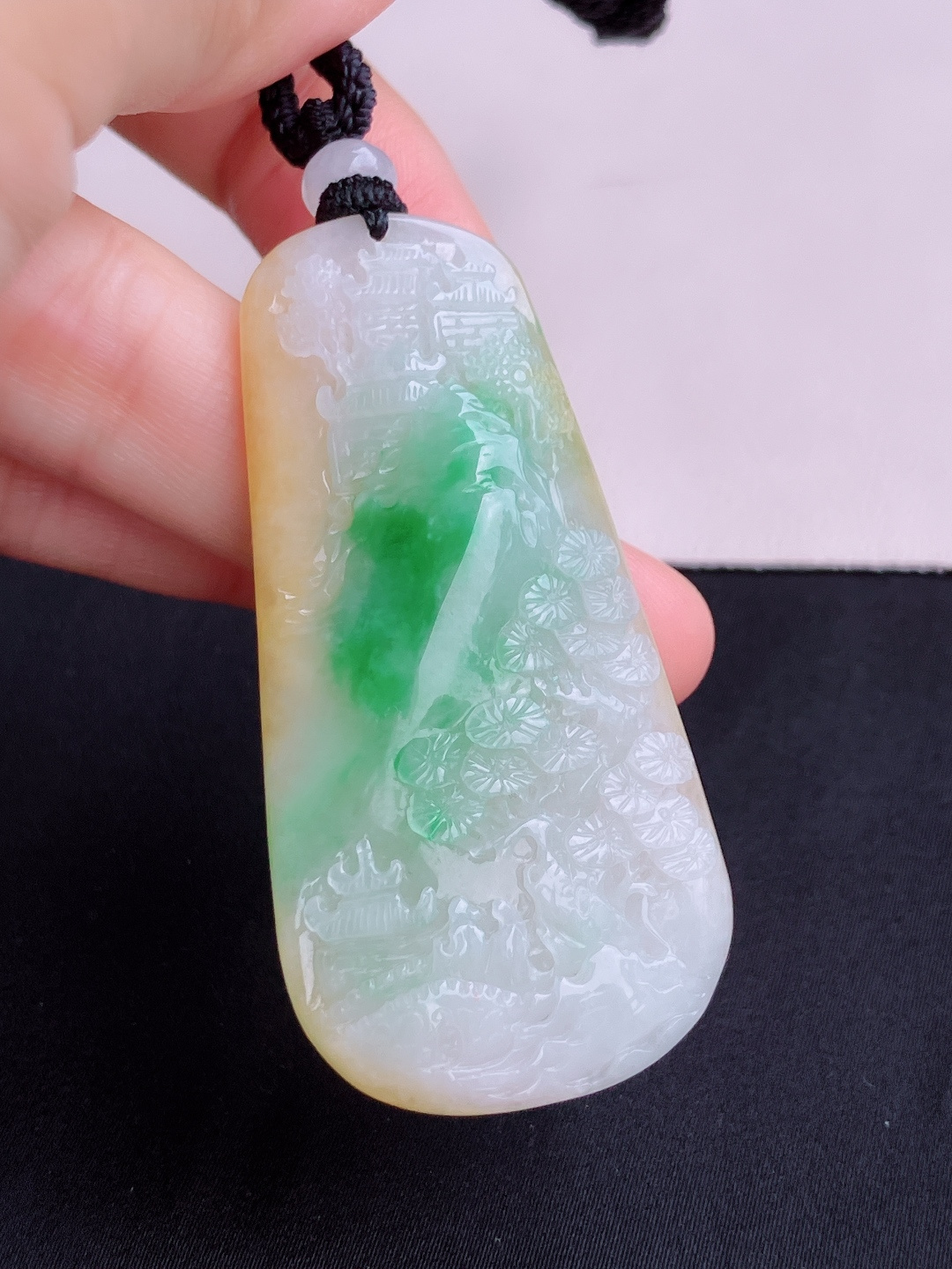 三彩山水牌，意境美，尺寸60.5/30.5/8.3/自然光