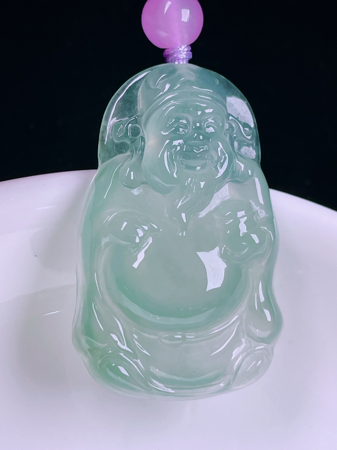 ️冰种财神，老种起光，细底通透，尺寸：34/22/6.4mm0626