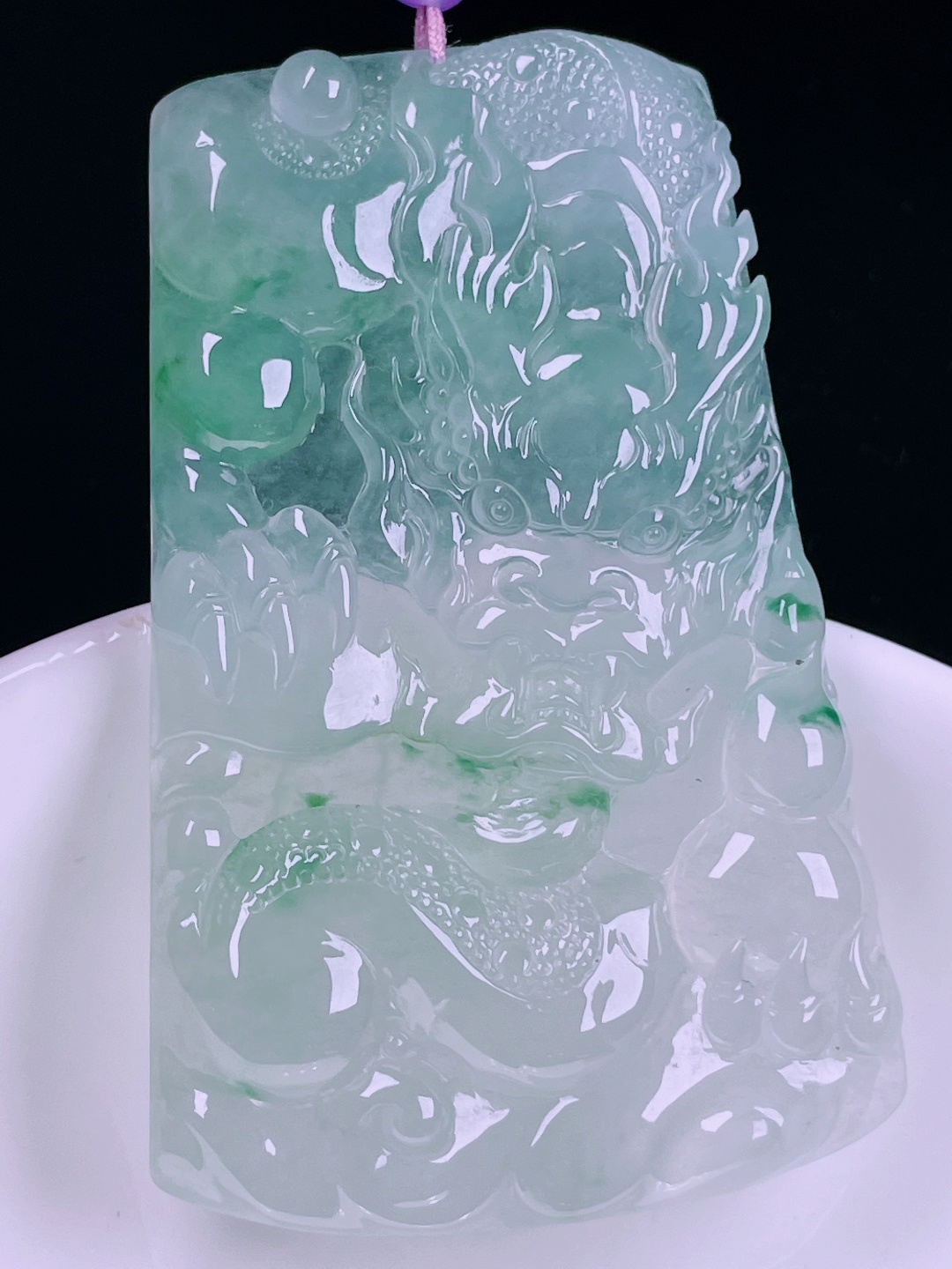 ️冰种龙牌，老种起光，细底通透，尺寸：59.4/38/6.7mm0626