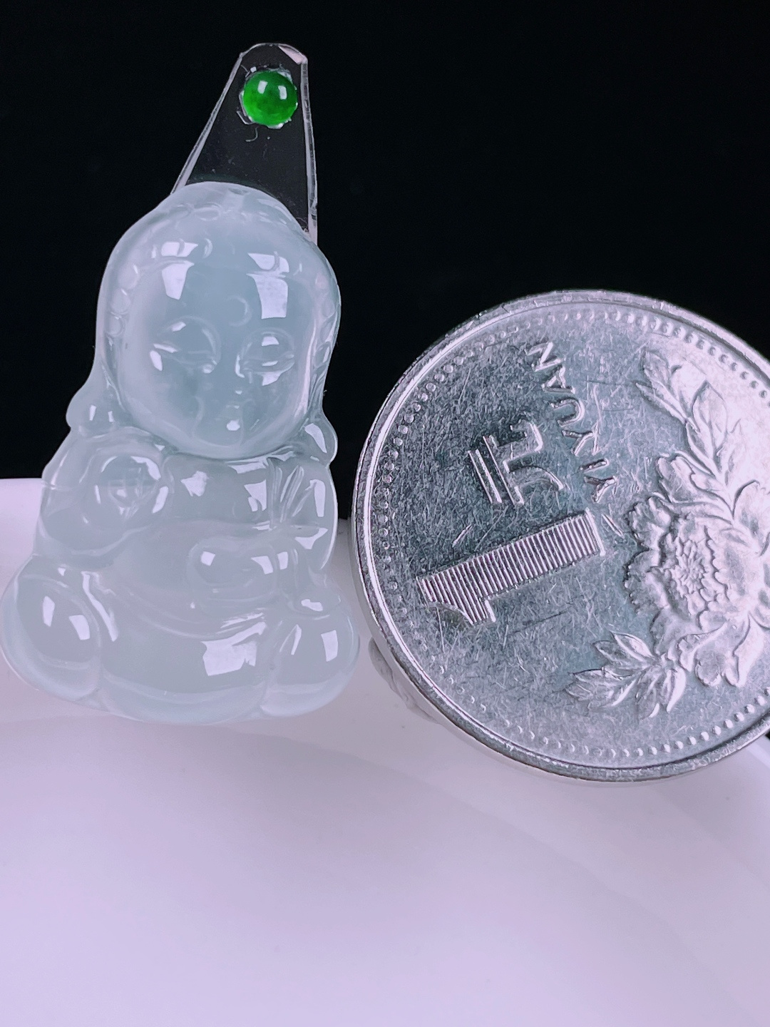 ️冰种宝宝佛，老种起光，细底通透，尺寸：25/17.2/4.4mm0626