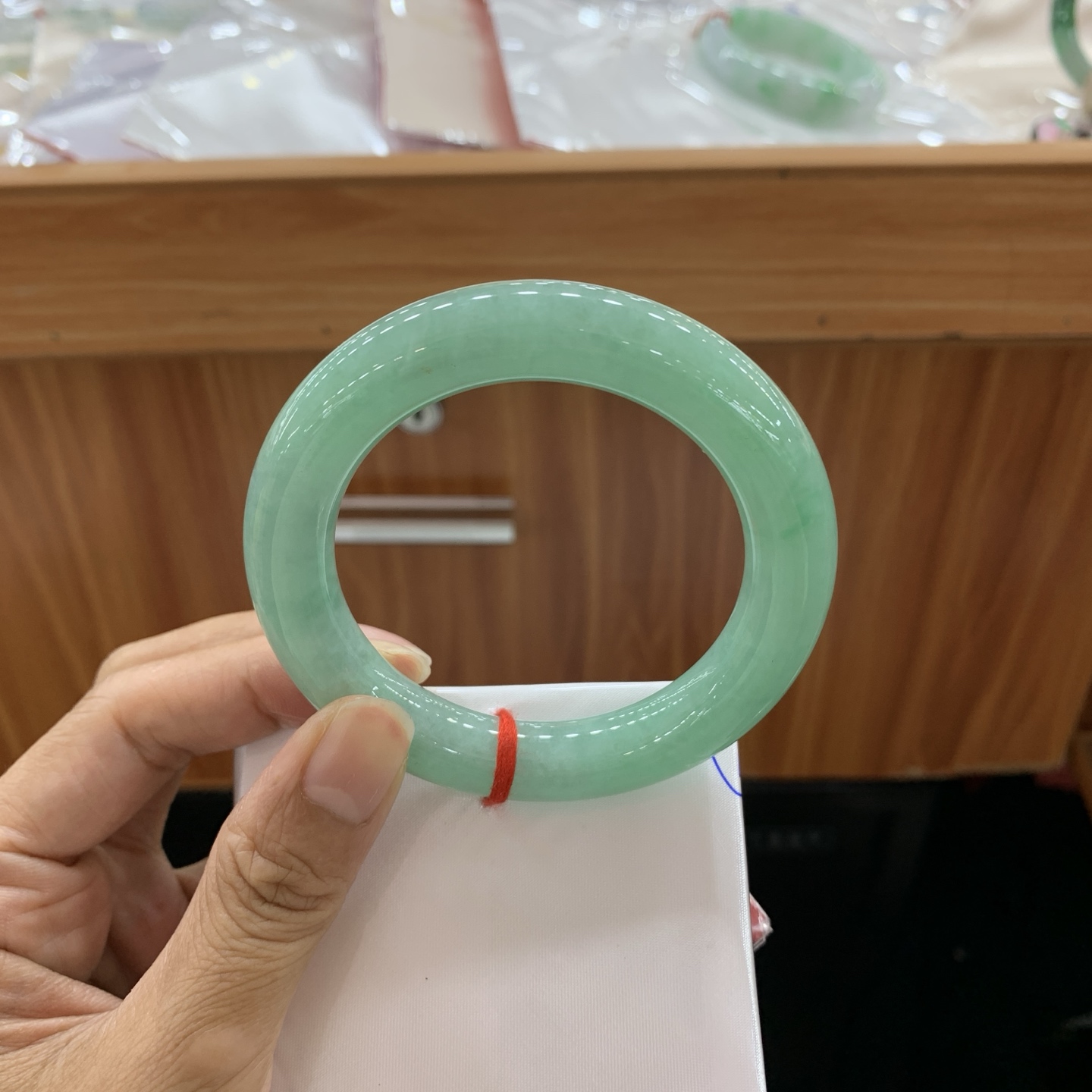 满绿圆条翡翠手镯 54.1-11.4-11.5