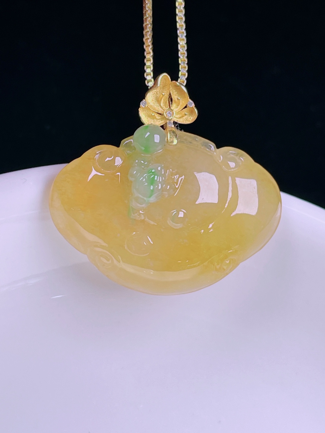 ️冰黄如意，老种起光，细底通透，尺寸：24.5裸石19/25/8.4mm0627