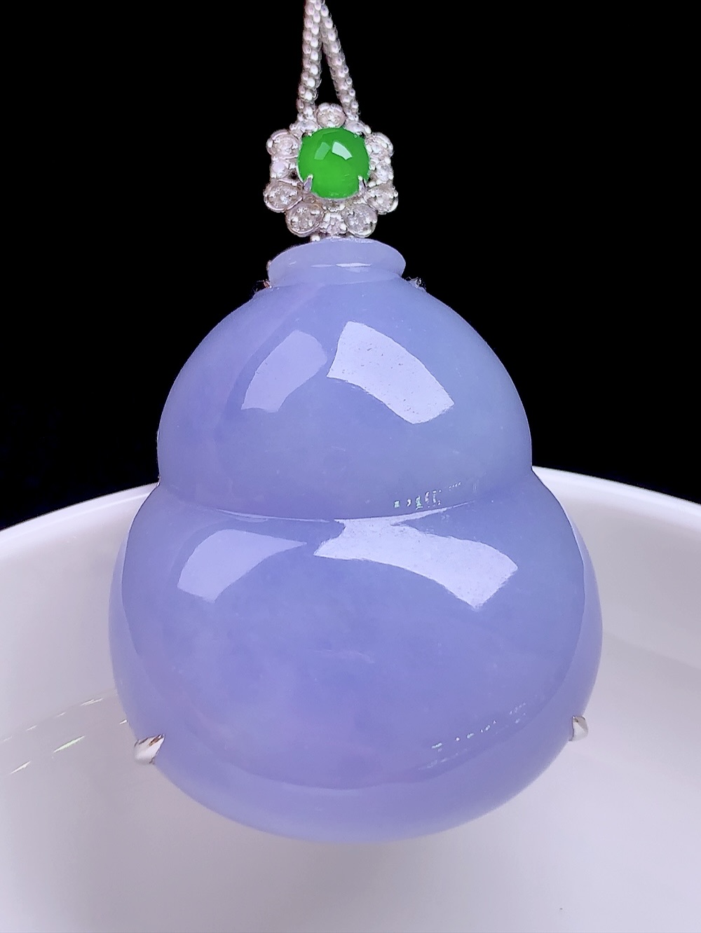 ️ 冰紫葫芦 色泽浓郁，种老水润，18k金镶嵌 整体：45.7/28.8/10.6 裸石：34.6/28.8