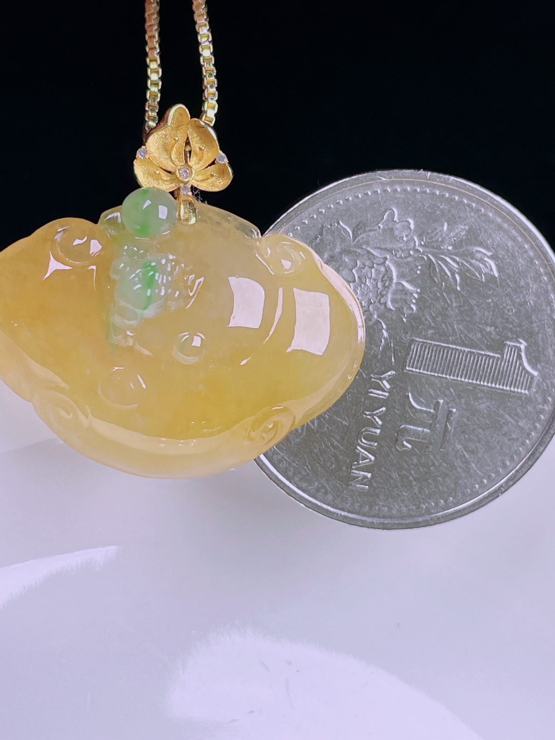 ️冰黄如意，老种起光，细底通透，尺寸：24.5裸石19/25/8.4mm0627