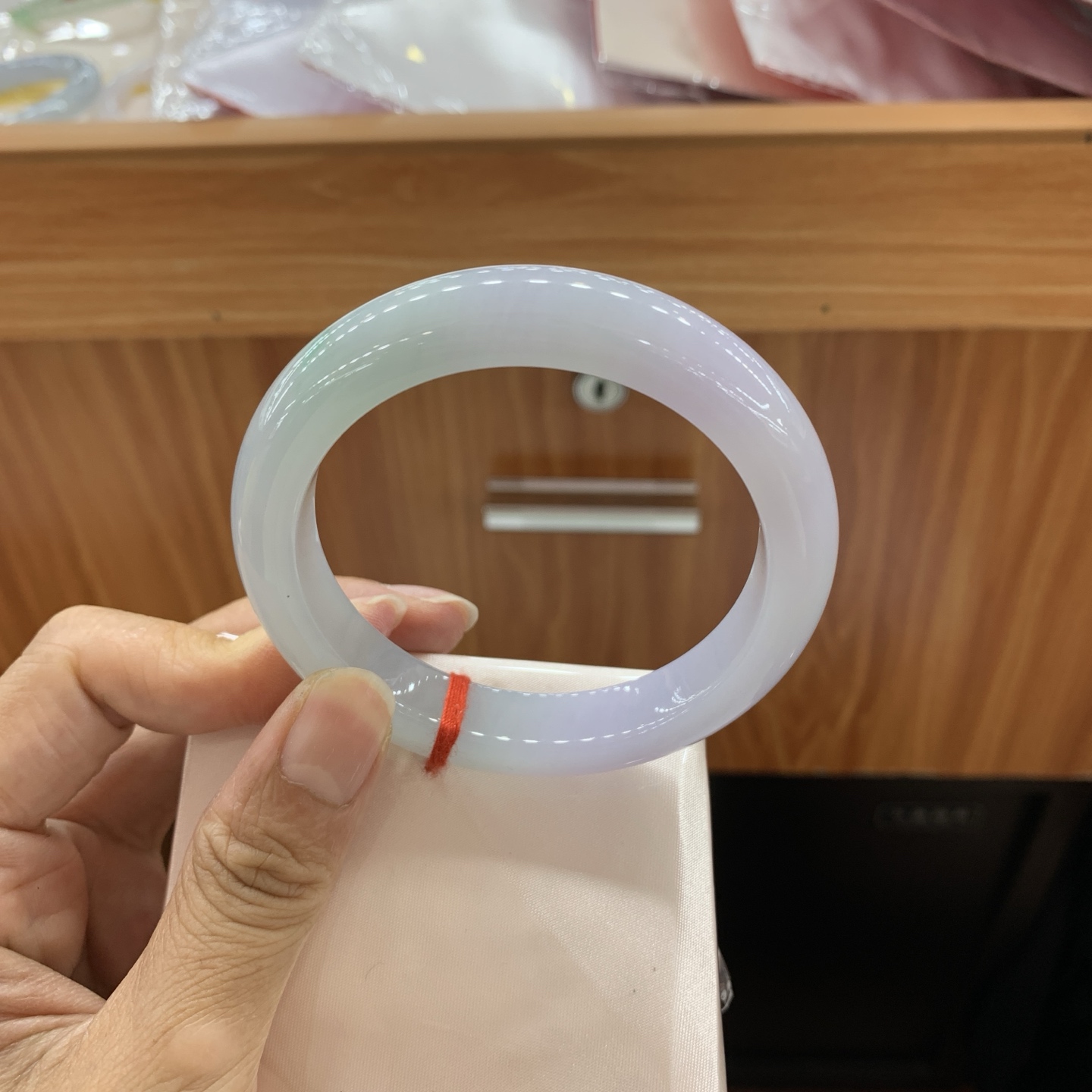 062621LJ 春彩飘绿正圈翡翠手镯 57.1-11.9-9.3