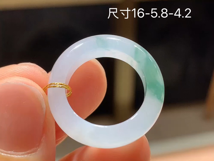 冰飘花戒圈 无裂, 尺寸，16-5.8-4.2