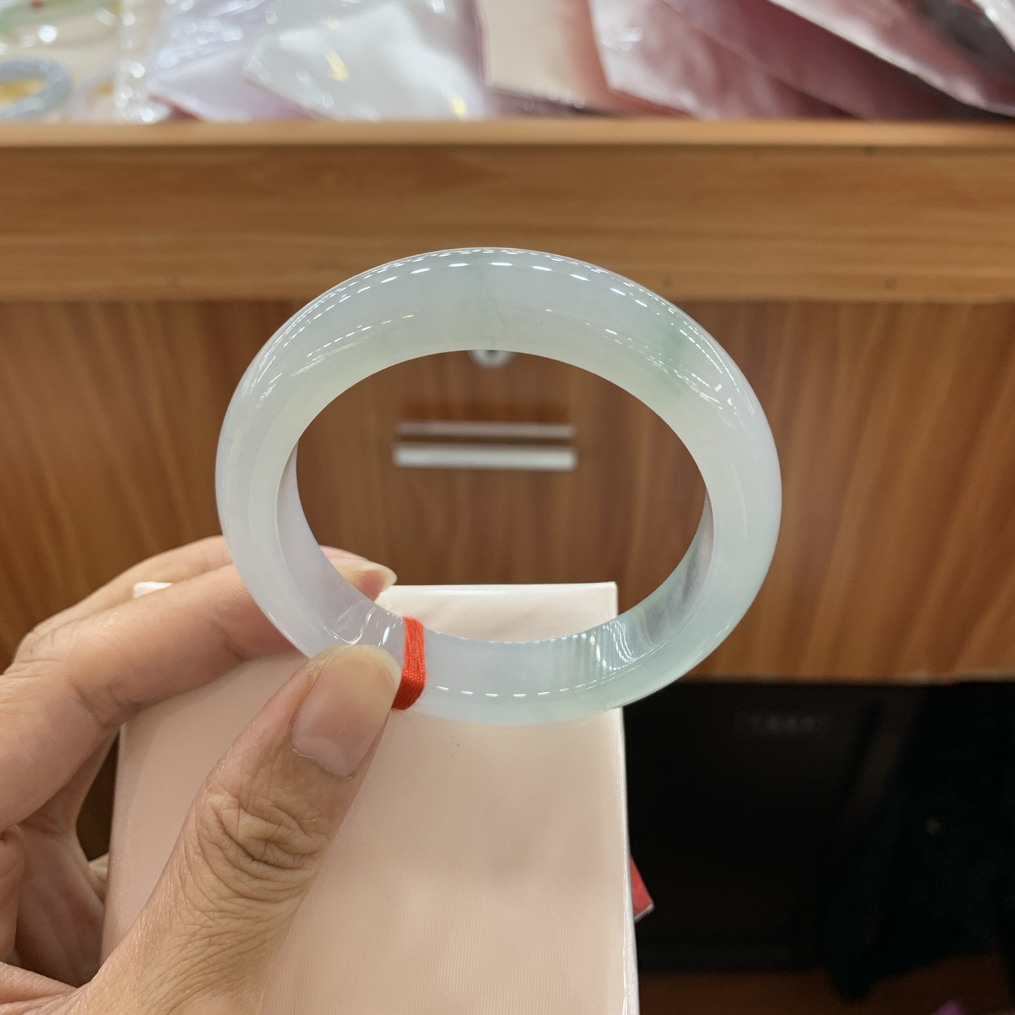 飘花正圈翡翠手镯 54.5-12.7-9.2