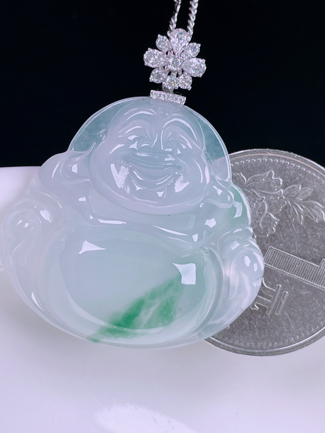 ️飘花佛公，老种起光，细底通透，尺寸：38裸石29.2/31.2/6.5mm0627