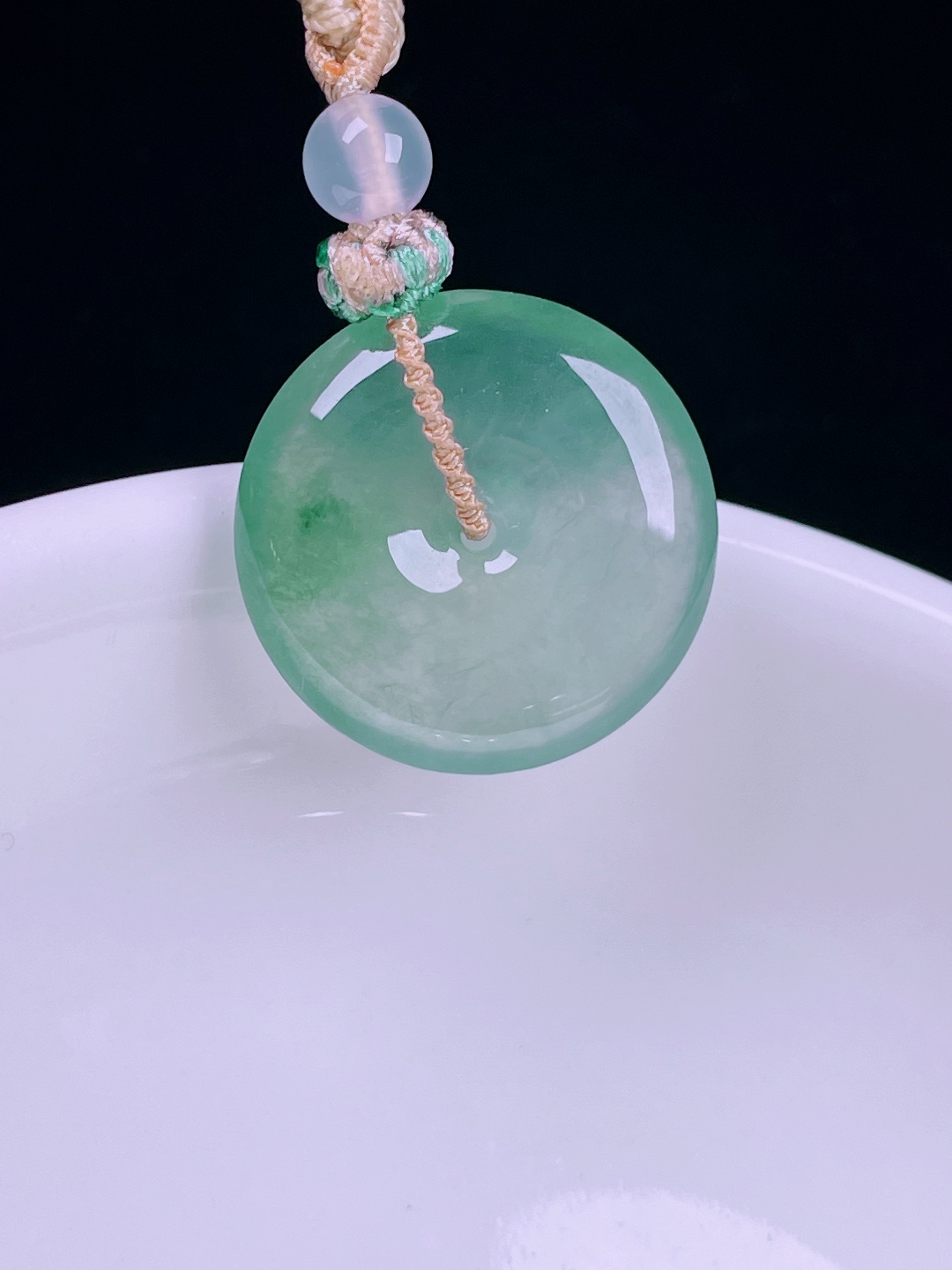️冰种平安扣，老种起光，细底通透，尺寸：19/4.6mm0627