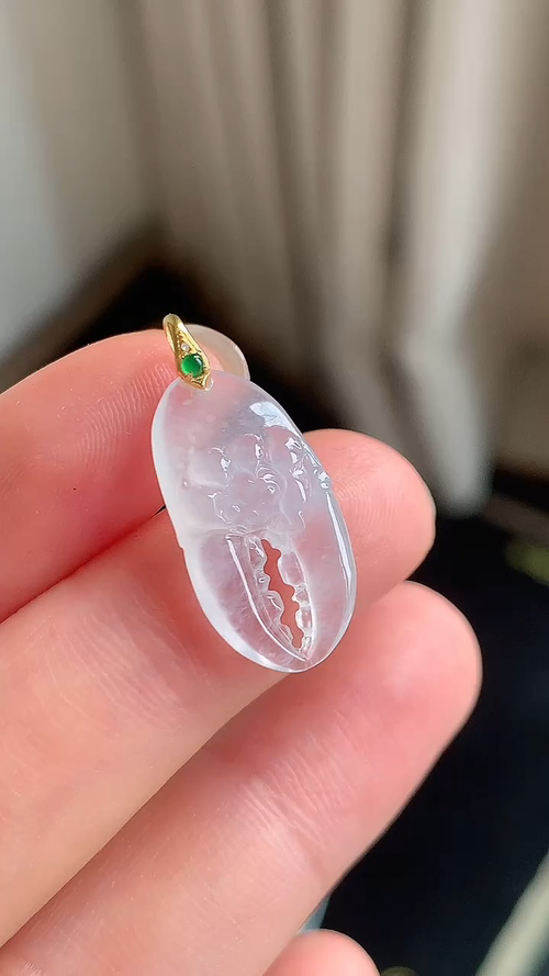 ️天然翡翠，冰蟹钳18k金扣 尺寸21-10.3-4 aa626