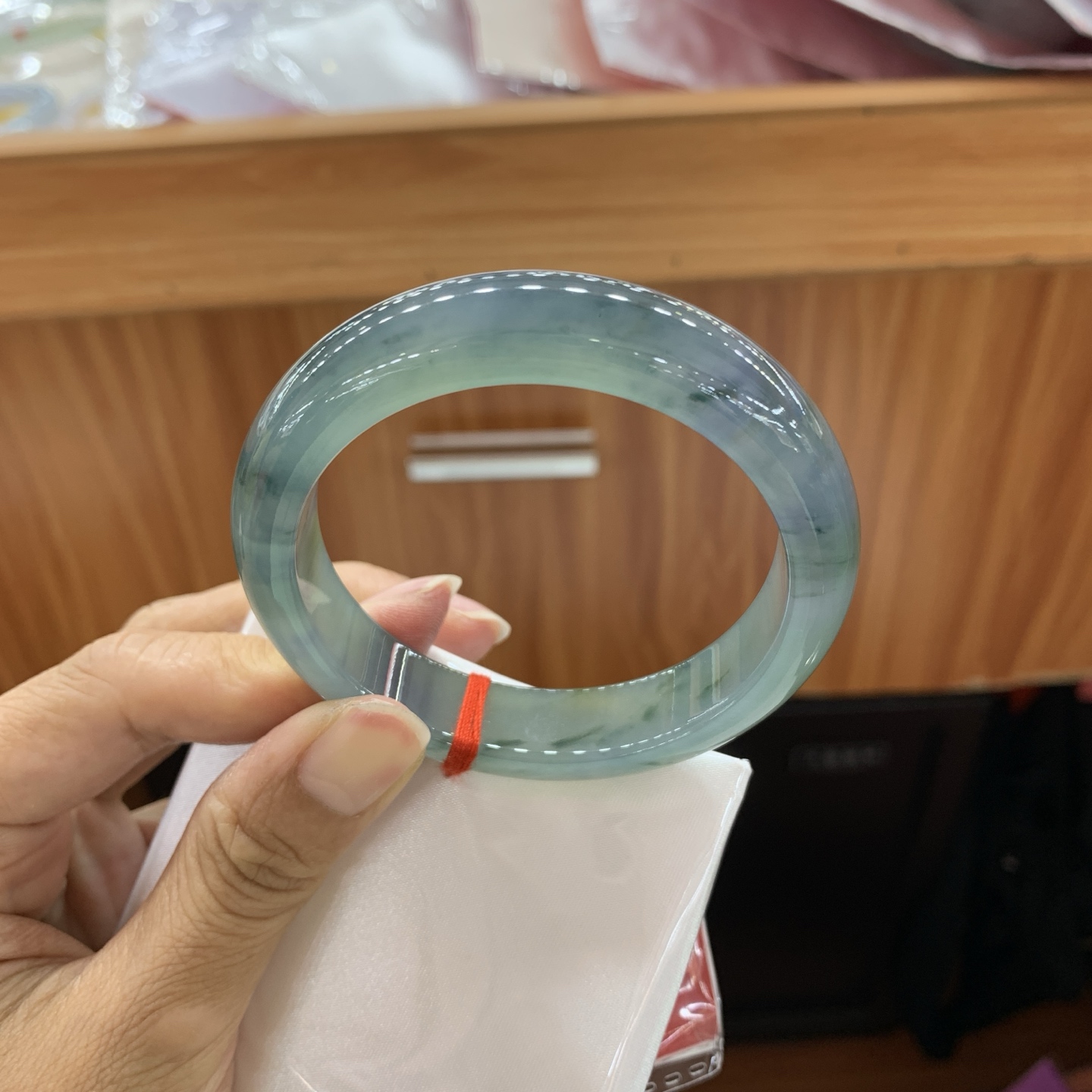 062628GX 双彩飘花正圈翡翠手镯 54.8-13-8.5