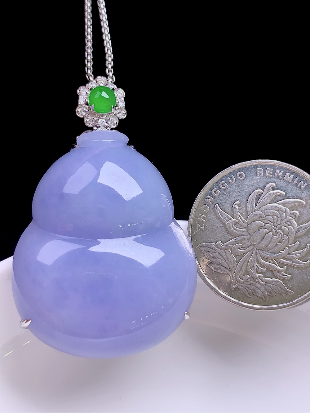 ️ 冰紫葫芦 色泽浓郁，种老水润，18k金镶嵌 整体：45.7/28.8/10.6 裸石：34.6/28.8